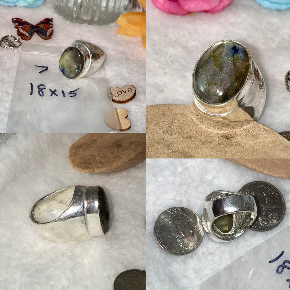 Labradorite Gemstone Men's Signet Style Handmade Ring - Picture 6 of 6